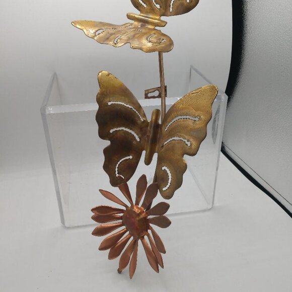 Vintage Brass Butterfly Wall Art Hanging - Brass and Copper-Mid Century Modern - Picture 2 of 8